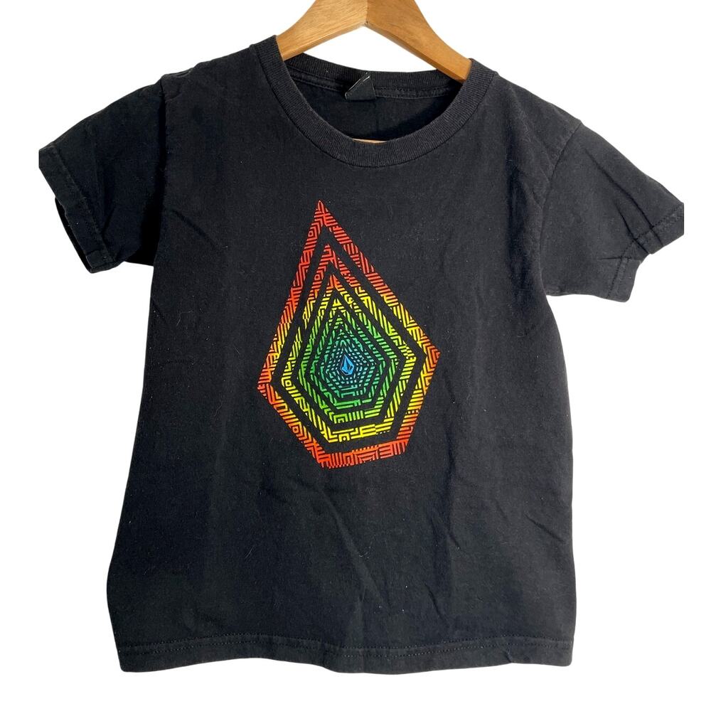 Volcom Youth Prism Stone Multi Colored Short Sleeve Tee Shirt Black Large